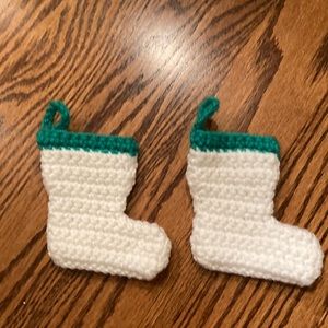 Set of 2- knit stocking ornaments